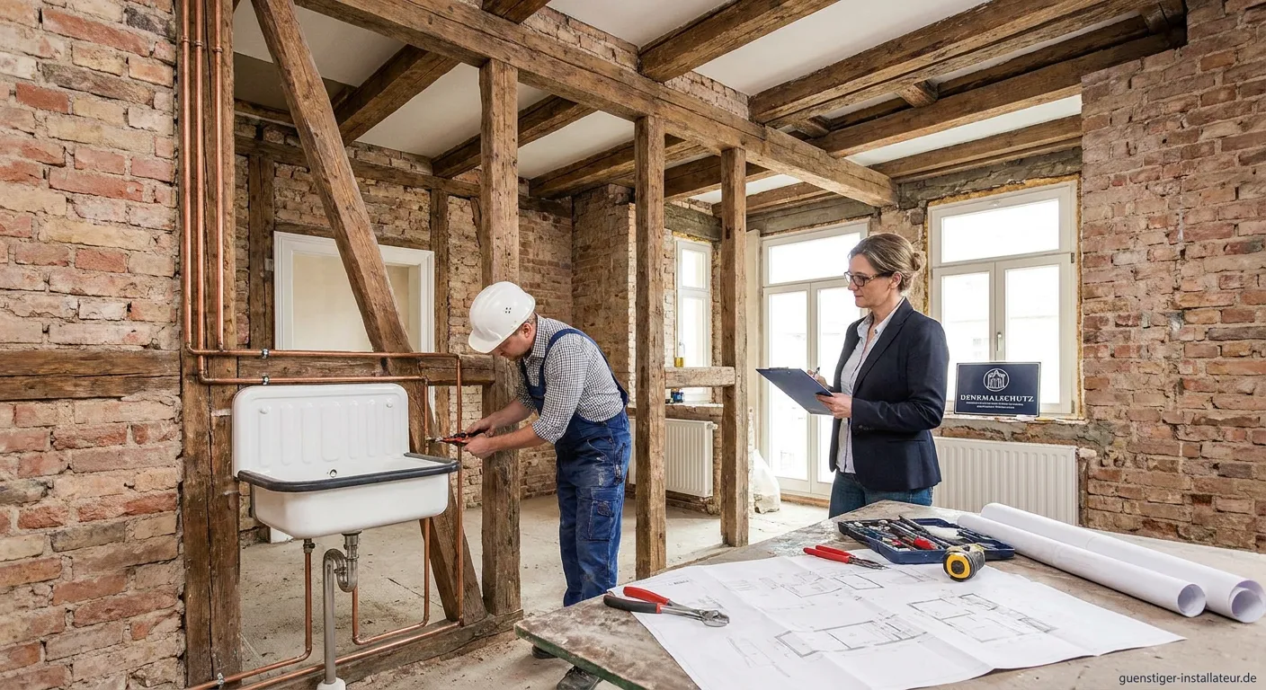 Denkmalschutz und Sanitärarbeiten in historischem Gebäude