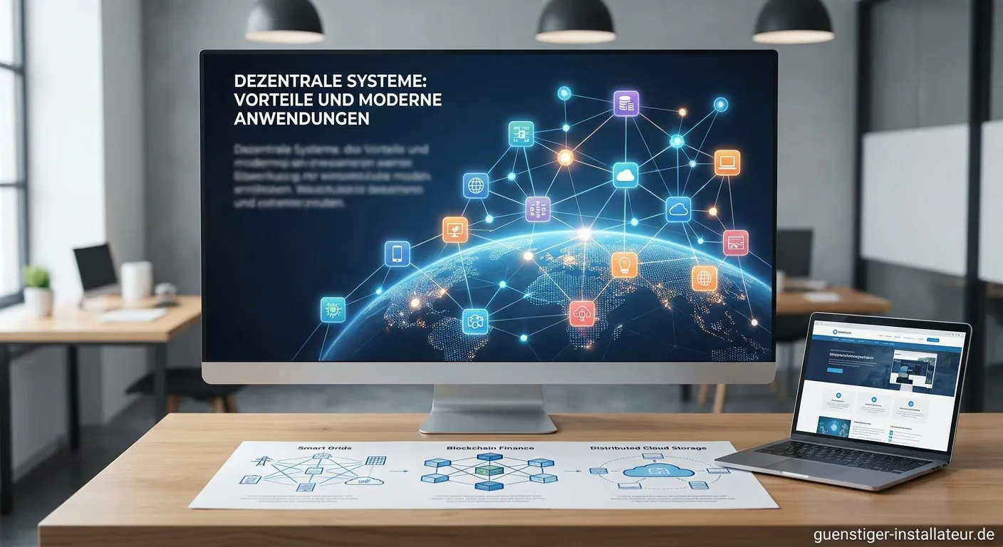 Diagramm eines dezentralen Systems mit vernetzten Knotenpunkten