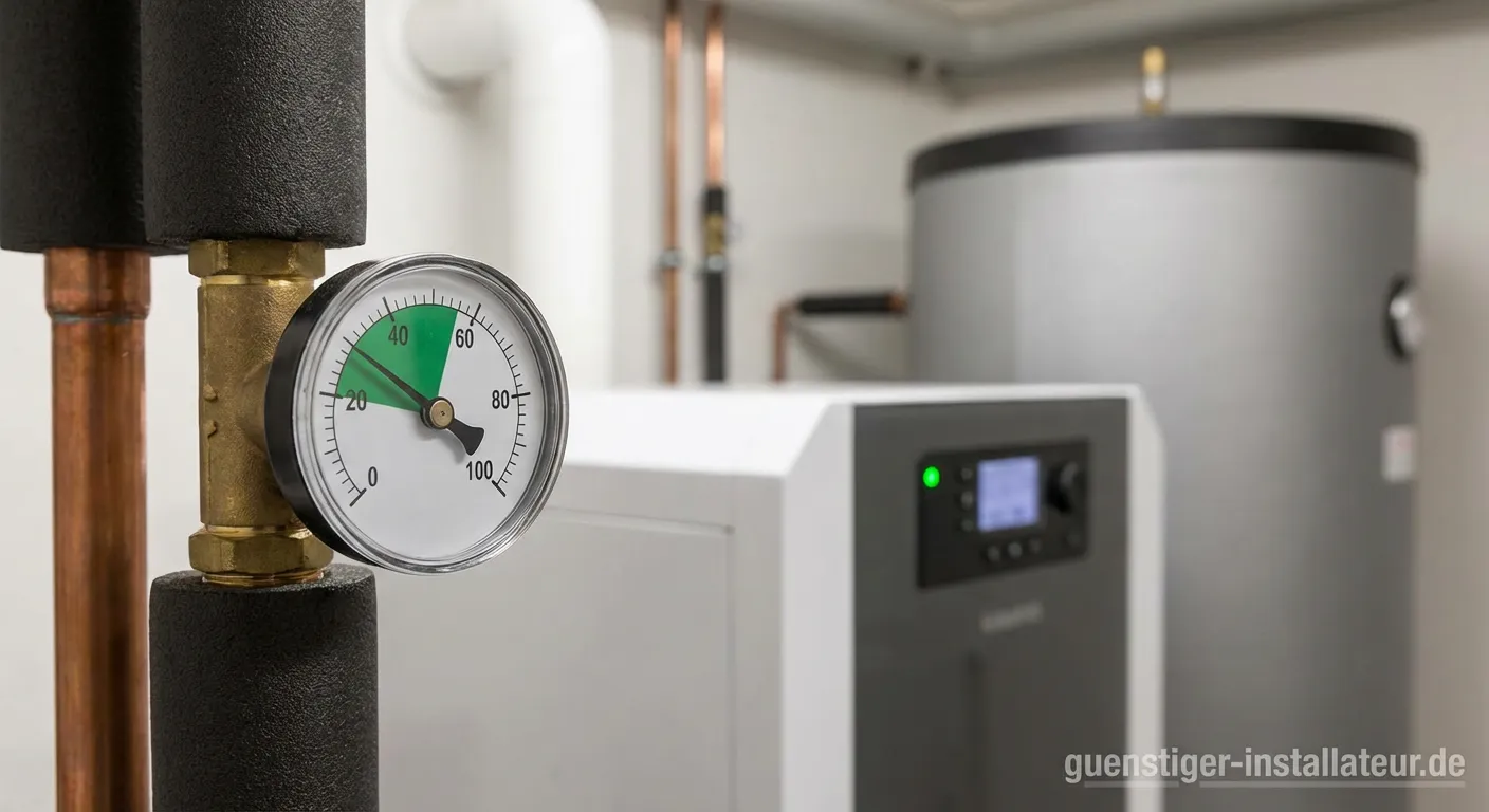 Digitales Manometer zur präzisen Druck-Überwachung an einer Heizungsanlage