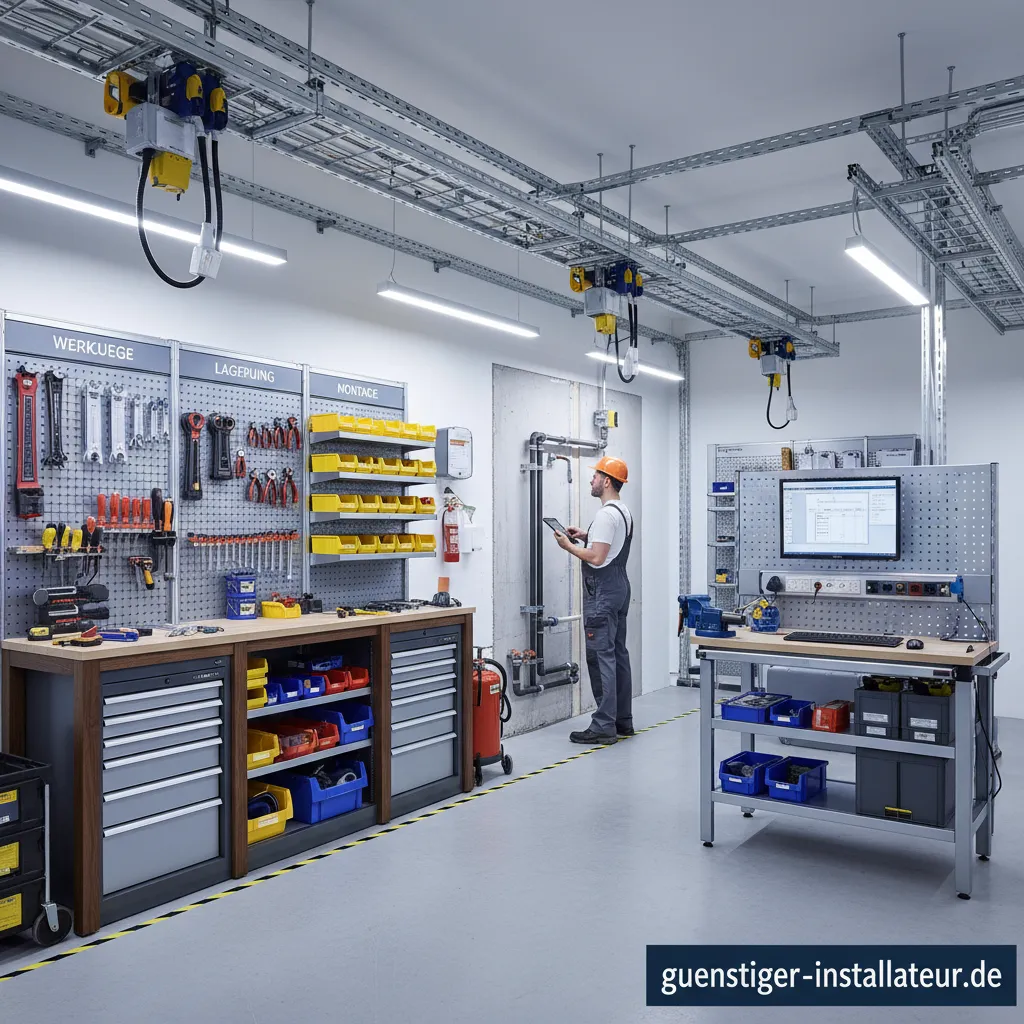 Moderne und gut organisierte Werkstatt mit professionellen Installationen.