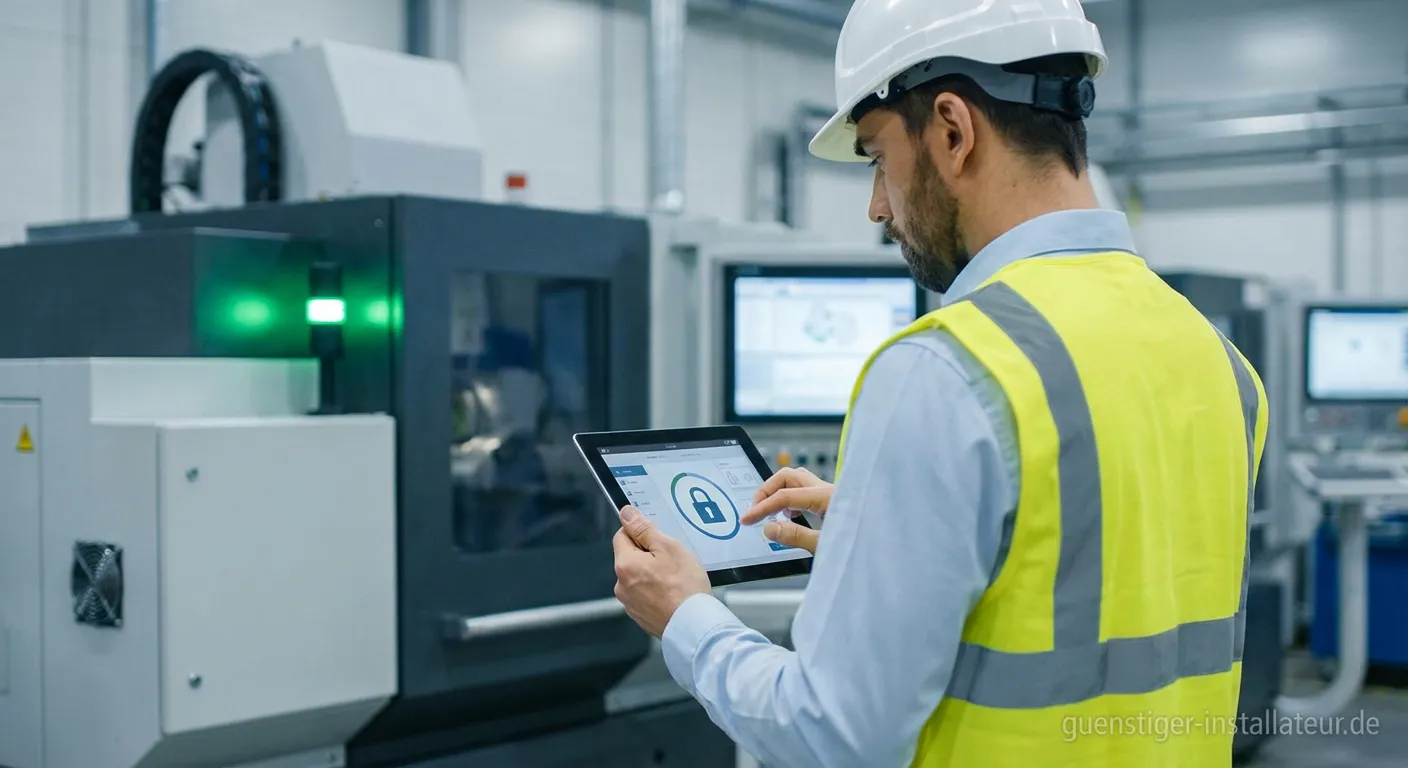 Techniker überwacht Industrieanlage per Fernwartungssoftware auf mehreren Monitoren