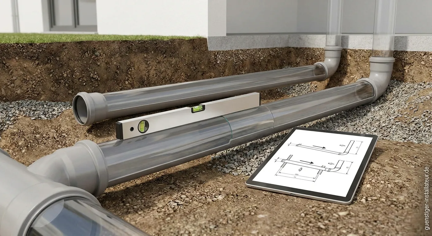 Installation von Abwasserrohren mit korrektem Gefälle