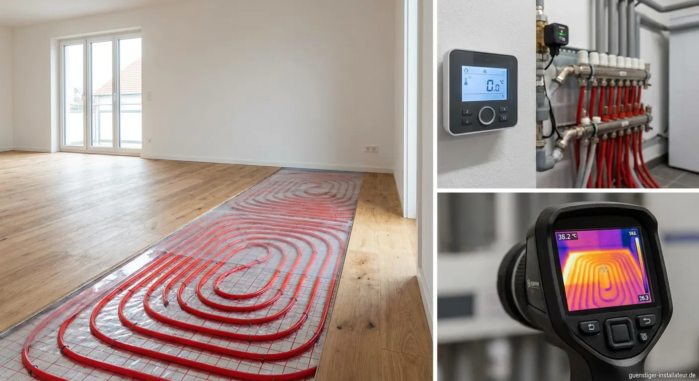 Moderne Niedertemperatursysteme mit Fußbodenheizung und Wärmepumpe
