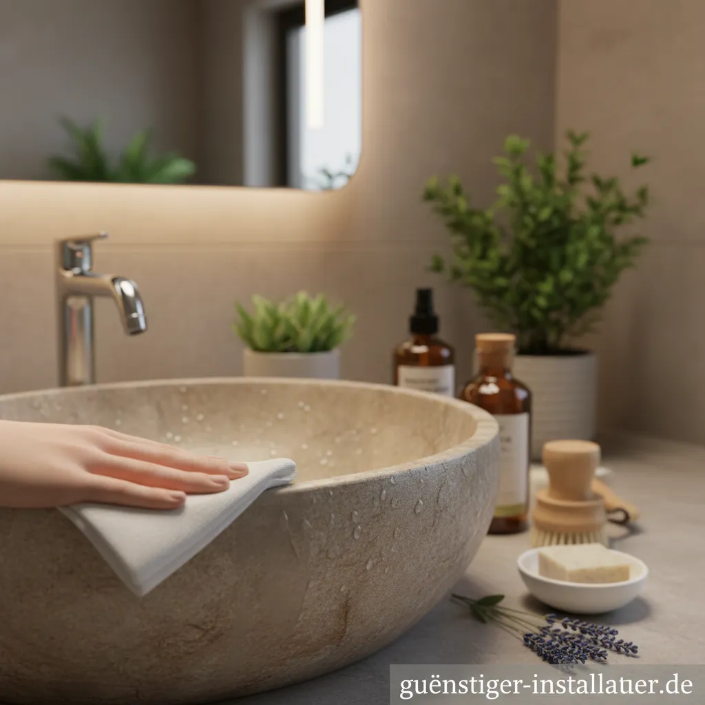 Eleganter Waschtisch aus Naturstein in einem modernen Badezimmer