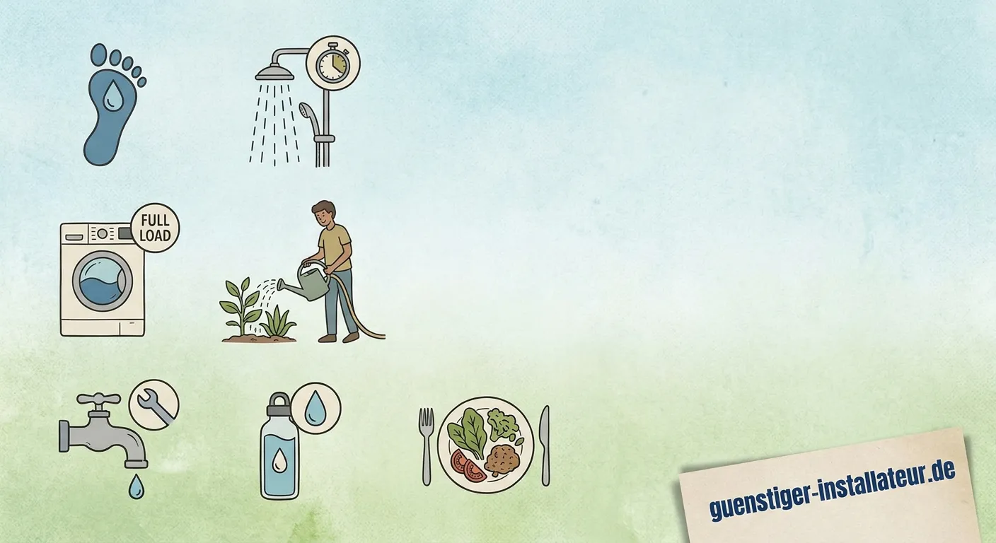Person beobachtet wassertropfenden Hahn - Symbolbild für reduzierten Wasserfußabdruck